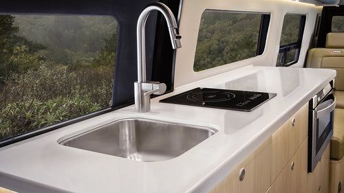 Kitchen, Bathroom, and Sleeping Space